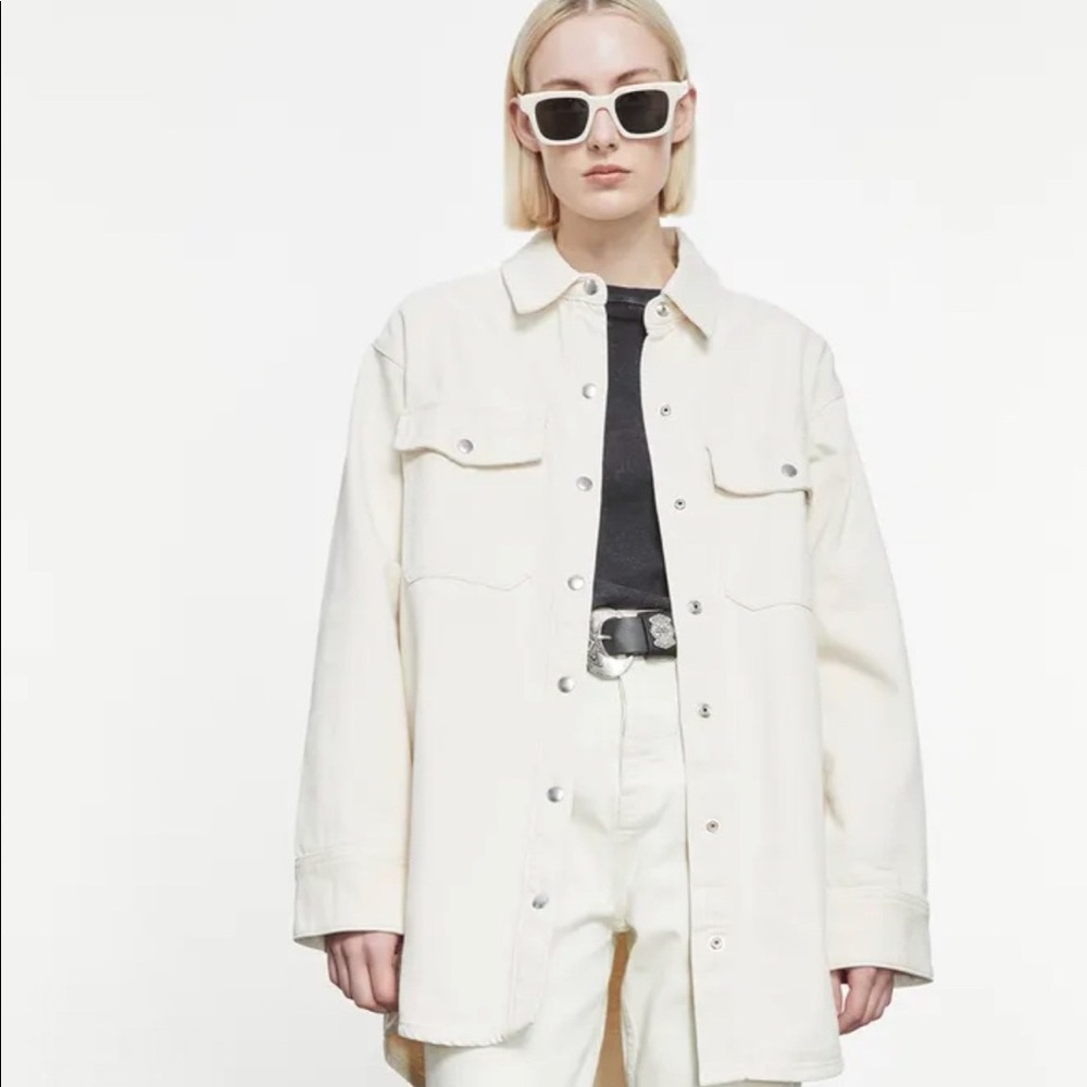KOOPLES NWT Ecru denim shirt/jacket Medium
